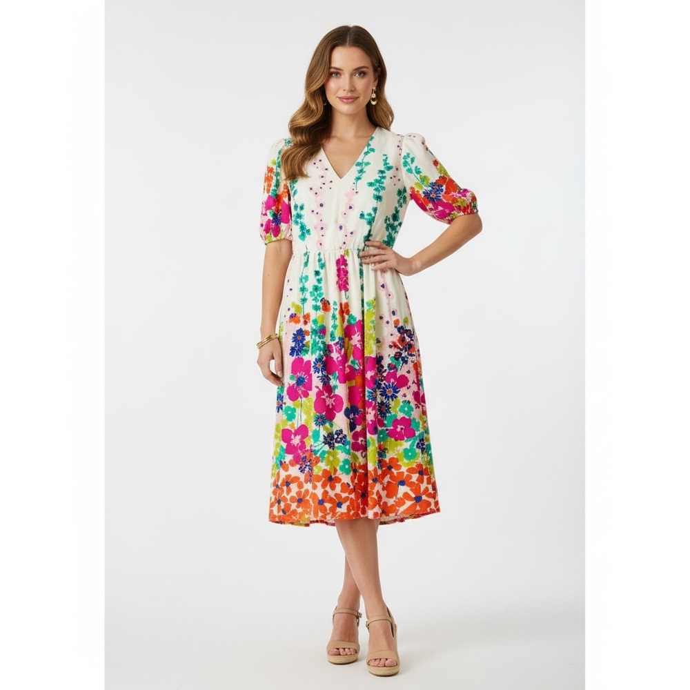 Donna Morgan Cream Floral Dress sz12